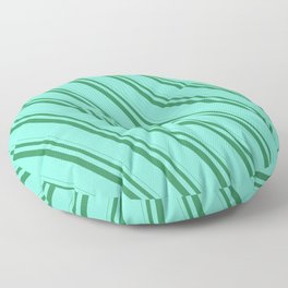 [ Thumbnail: Sea Green and Aquamarine Colored Stripes Pattern Floor Pillow ]
