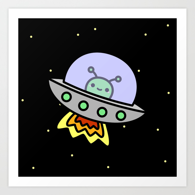 Cute Ufo In Space Art Print By Peppermintpopuk Society6