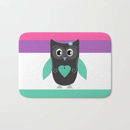 Little owl . Bath Mat