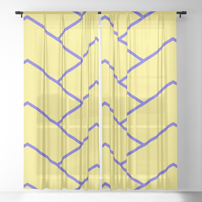 Blue and Yellow Zigzags Sheer Curtain