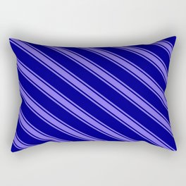 [ Thumbnail: Blue and Medium Slate Blue Colored Lined/Striped Pattern Rectangular Pillow ]