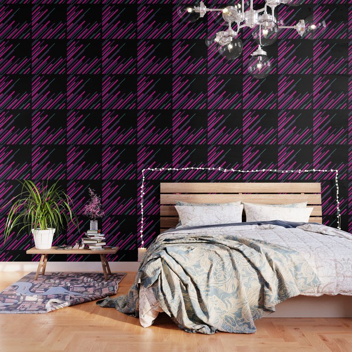 Diagonals - Pink, Purple, Blue and Black Wallpaper