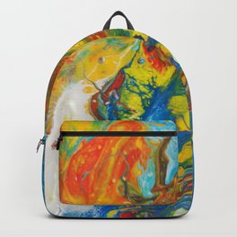 Flying Free in the Heat of the Day Backpack | Acrylic, Bird, Macaw, Feathers, Colorful, Painting, Abstract, Feather, Bright, Birdlike 