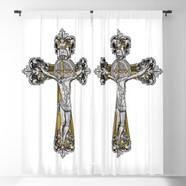 St Benedict Cross Crucifix Blackout Curtain