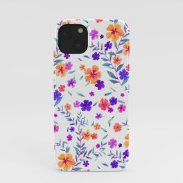 Purple And navy Floral pattern iPhone Case
