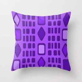 Retro Diamonds Rectangles Purple Throw Pillow