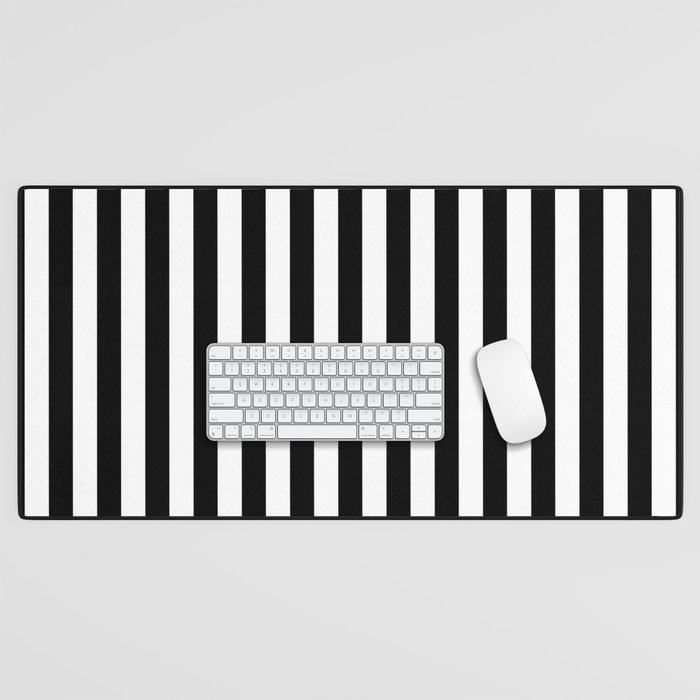 Stripe Black And White Bengal Vertical Line Bold Minimalist Stripes Lines Drawing Desk Mat