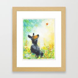 Bear with Butterfly Framed Art Print