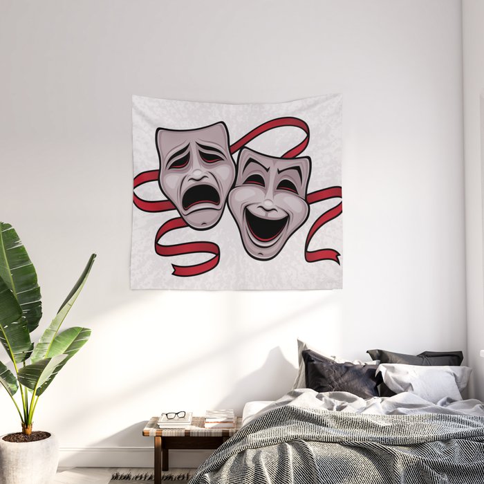 Comedy And Tragedy Theater Masks Wall Tapestry by John Schwegel