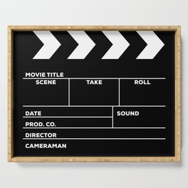 Movies Director Filmmaker Movie Slate Film Slate Clapperboard Black White Serving Tray