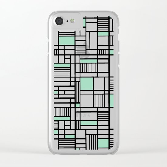Map Lines Mint Clear iPhone Case
