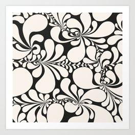 Groovy Folk Flowers / Retro Floral Decor on Charcoal Art Print