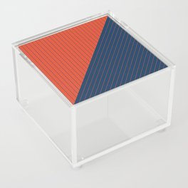 Elegant Pinstripes and Triangles Blue Orange Acrylic Box