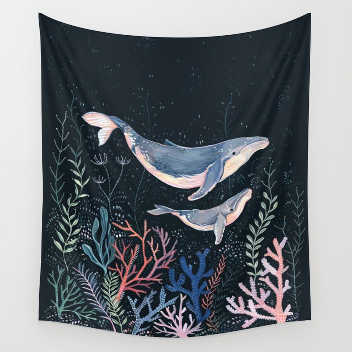 Whales and Coral Wall Tapestry