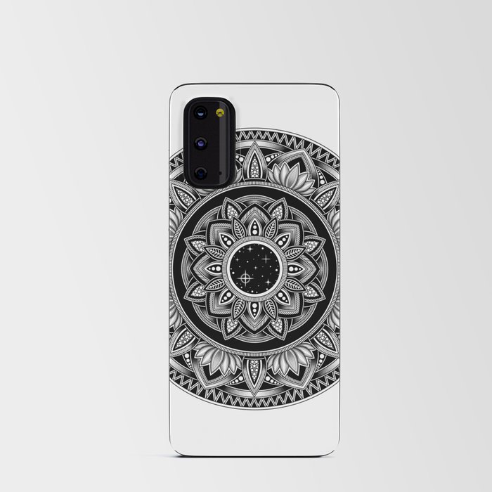Black and white lotus mandala art Android Card Case