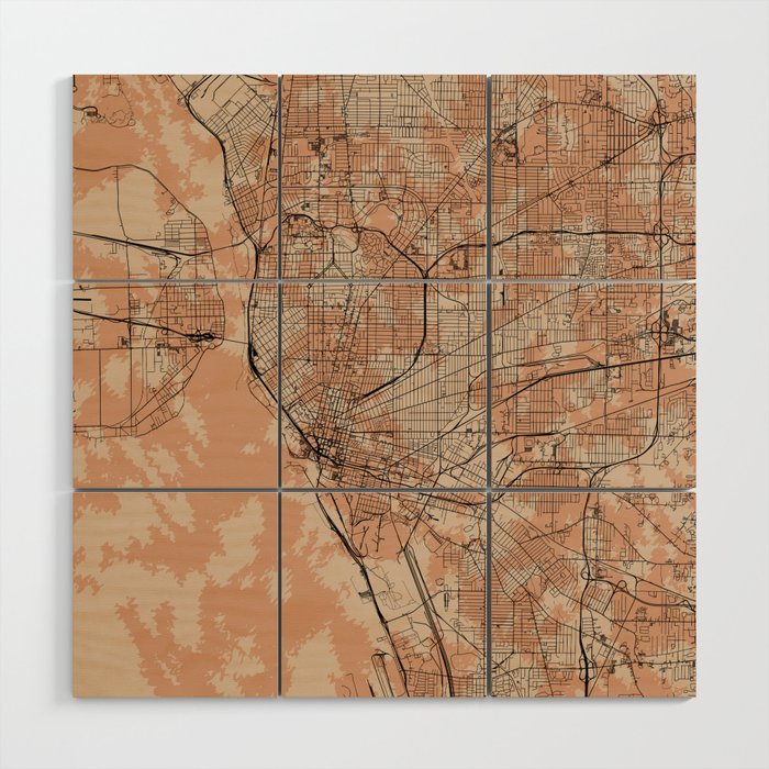 Buffalo - USA, Artistic Map Collage Wood Wall Art