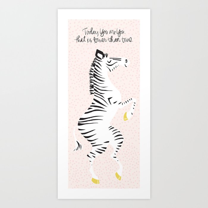 Pink Zebra (Dr. Seuss Quote) Left Art Print By Lay Baby Lay | Society6