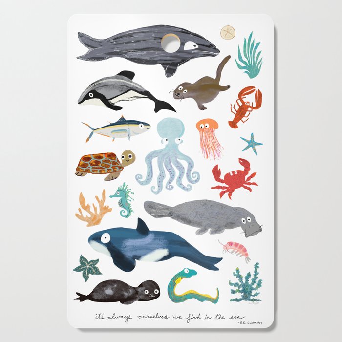 Sea Change: Ocean Animals Cutting Board