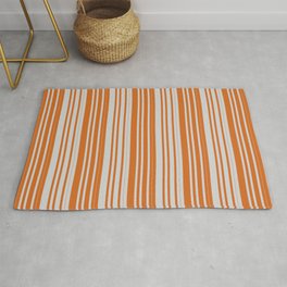 [ Thumbnail: Light Grey and Chocolate Colored Lined Pattern Rug ]