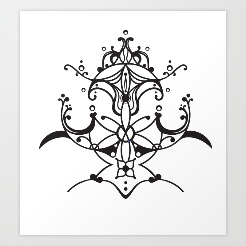 Flower Of Life Abstract Line Art Design In Black And White Art