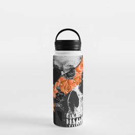 Torn skull black and orange roses gothic Water Bottle