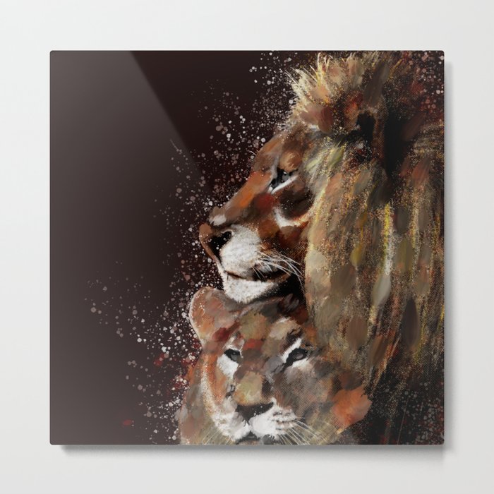 digital art lion cub portrait Metal Print