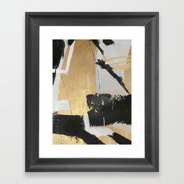 Gold leaf black abstract Framed Art Print
