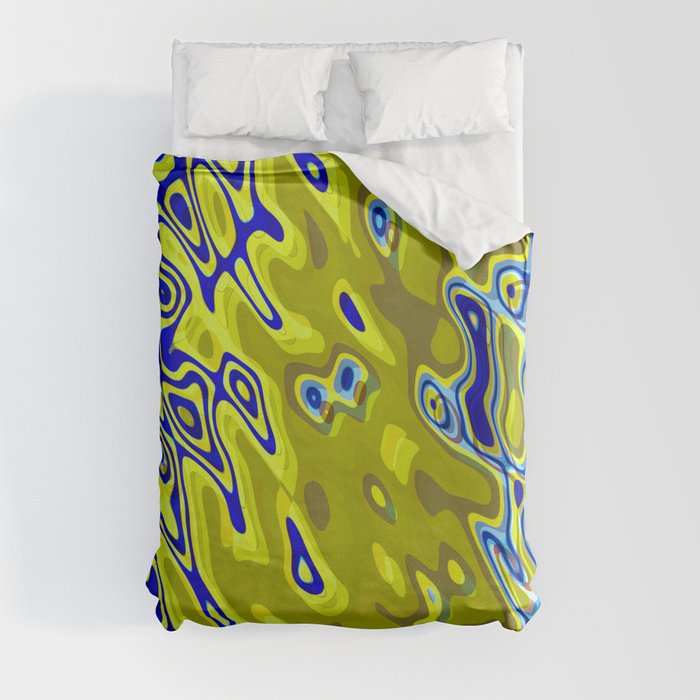 Yellow green and blue geometric pattern Duvet Cover