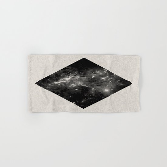 Space Diamond - Abstract, geometric space scene in black and white Hand & Bath Towel