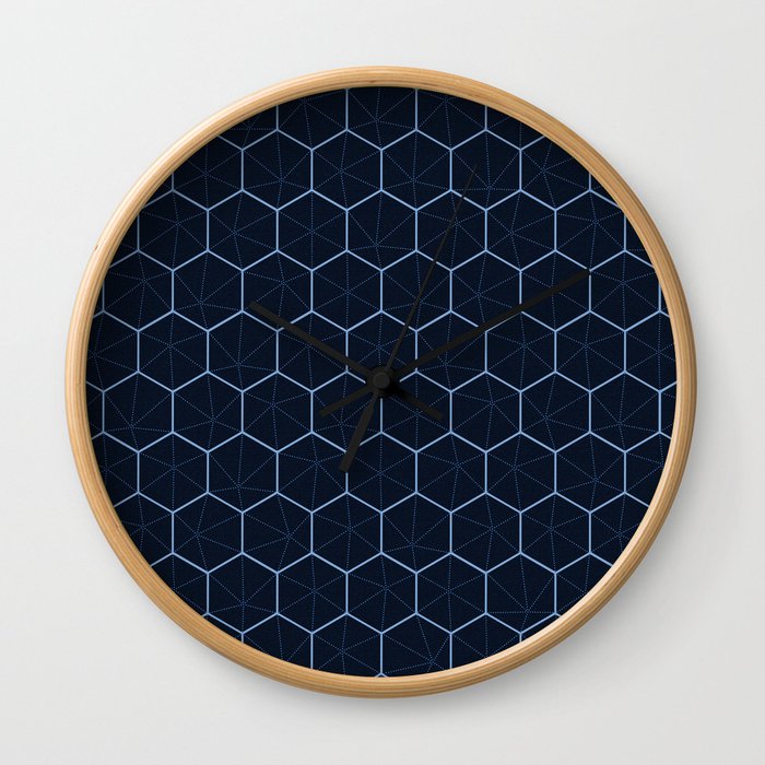 Indigo Honeycomb Sashiko Wall Clock