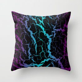 Cracked Space Lava - Purple/Cyan Throw Pillow