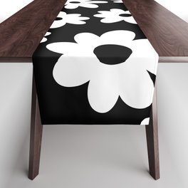 Daisy Flower Pattern (white/black) Table Runner