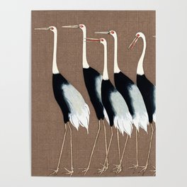 Tokyo Birds on Brown Color Poster