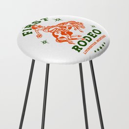 My First Rodeo: Livingston, Montana. Vintage Cowgirl Pinup Art Counter Stool