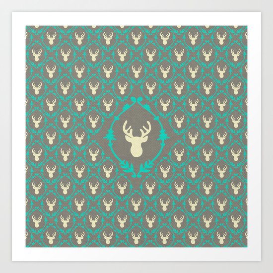 Oh Deer (white) Art Print