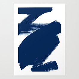 Navy Blue Abstract Painting Brush Strokes  Art Print