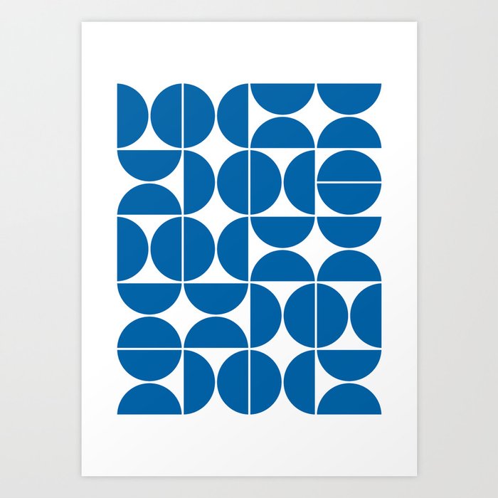 Mid Century Modern Geometric 04 Electric Blue Art Print
