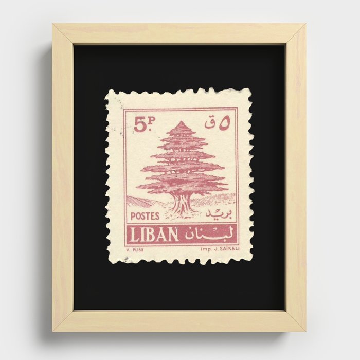 Lebanon vintage timbre Recessed Framed Print