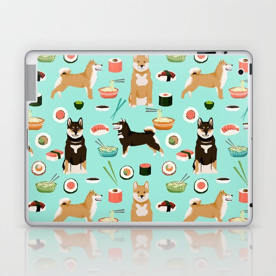 Shiba Inu noodles pho food cute dog art sushi dogs pet portrait pattern Laptop & iPad Skin