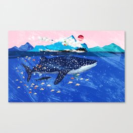WHALE SHARK AND STEAM TRAIN Canvas Print