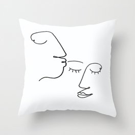 On Her Brow Black and White Face Line Drawing Throw Pillow