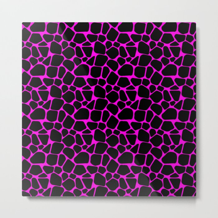 Neon Safari Pink & Black Metal Print