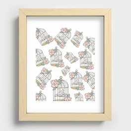 Hygge Bird Cage Florals Recessed Framed Print