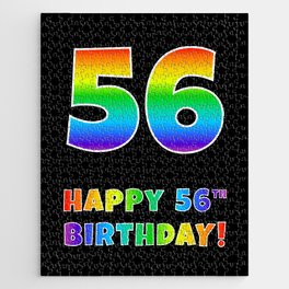 [ Thumbnail: HAPPY 56TH BIRTHDAY - Multicolored Rainbow Spectrum Gradient Jigsaw Puzzle ]