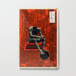 Boxer Metal Print | Red, Sepia, Collage, Black, Marble, Graphicdesign, London, Surrealism, Color, Maps 