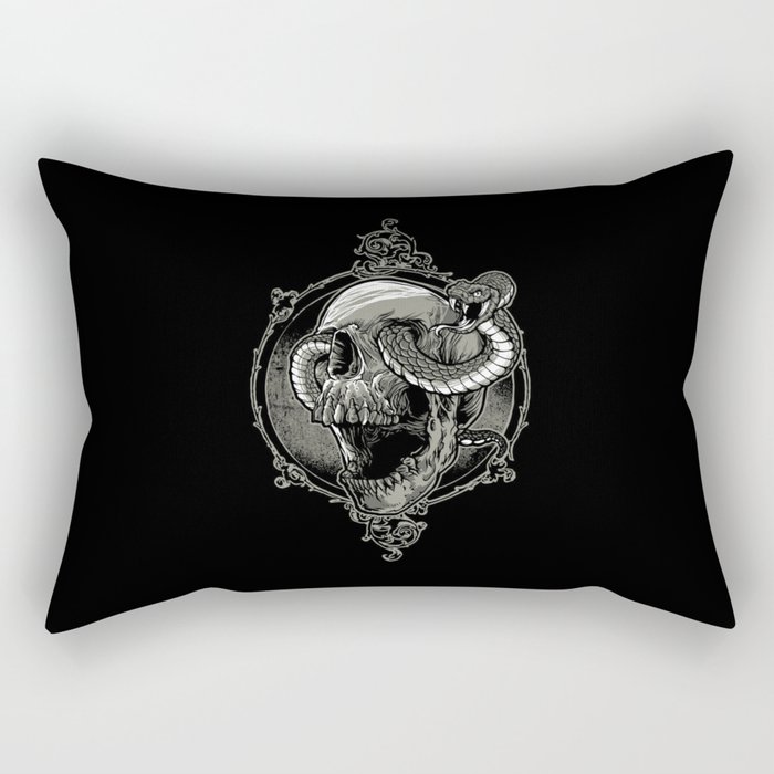 Skull Snake Scary Horror Rectangular Pillow