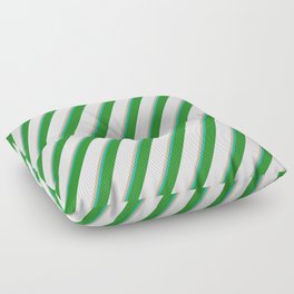 [ Thumbnail: Tan, Light Sea Green, Forest Green, and Lavender Colored Lined/Striped Pattern Floor Pillow ]