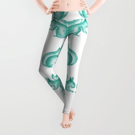 A Pair of Red Squirrel | Turquoise Color Palette Leggings