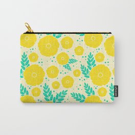 Lemon Yellow Floral Pattern Carry-All Pouch