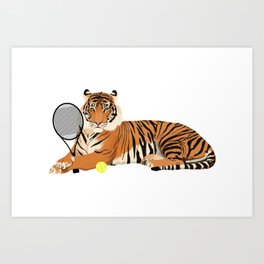 Tennis Tiger Art Print
